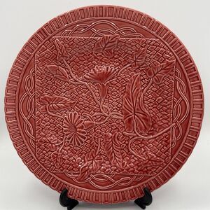 1 - VTG Jay Willfred Bordallo Pinheiro Red Morning Glory Plate Andrea By Sadek